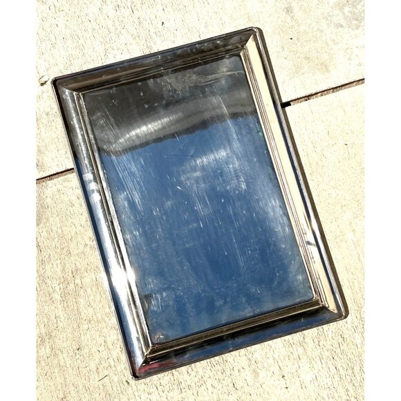 RECTANGULAR SILVER TONE SERVING TRAY - Picture 1 of 5
